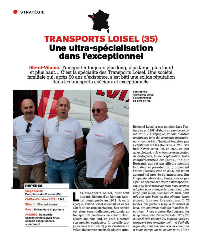 lien vers article de presse dans l'officiel des transporteurs